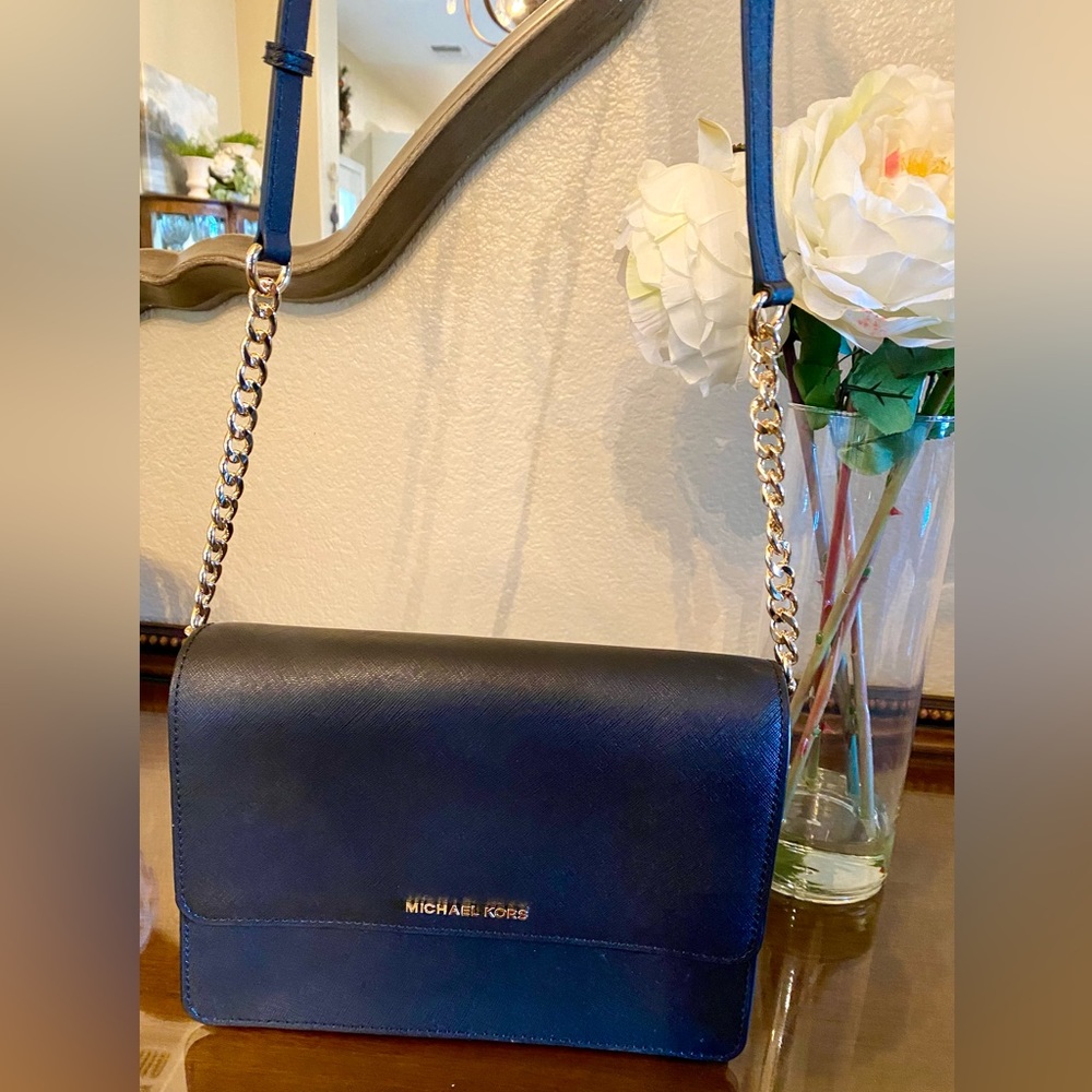 Michael Kors black leather crossbody bag